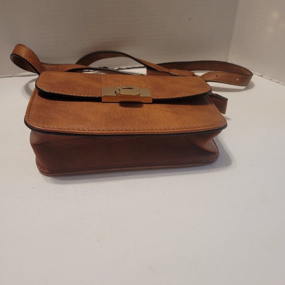 Small Brown Faux Leather Crossbody Shoulder Purse Bag Wallet W Belt Loop - Picture 2 of 10